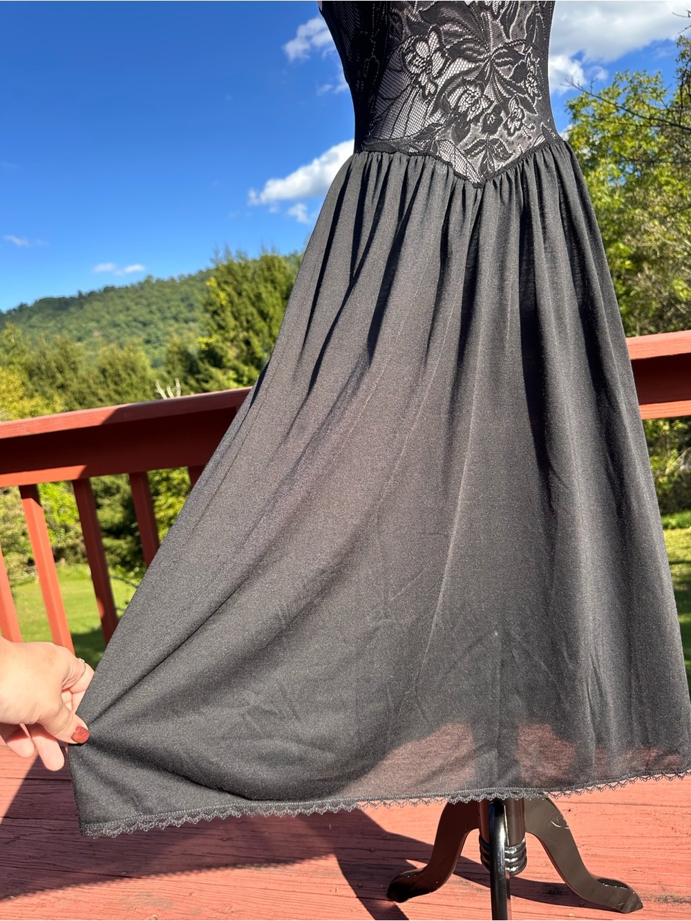 Vintage 80’s Victoria's Secret Black Lace Mesh Chemise Slip Dress - Picture 5 of 7